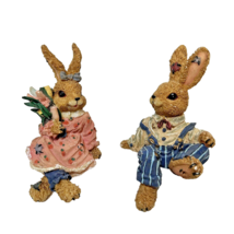 Vintage KK 1993 Resin Boy Girl Easter Bunny Shelf Sitter Figurines 4.5&quot; ... - £9.32 GBP