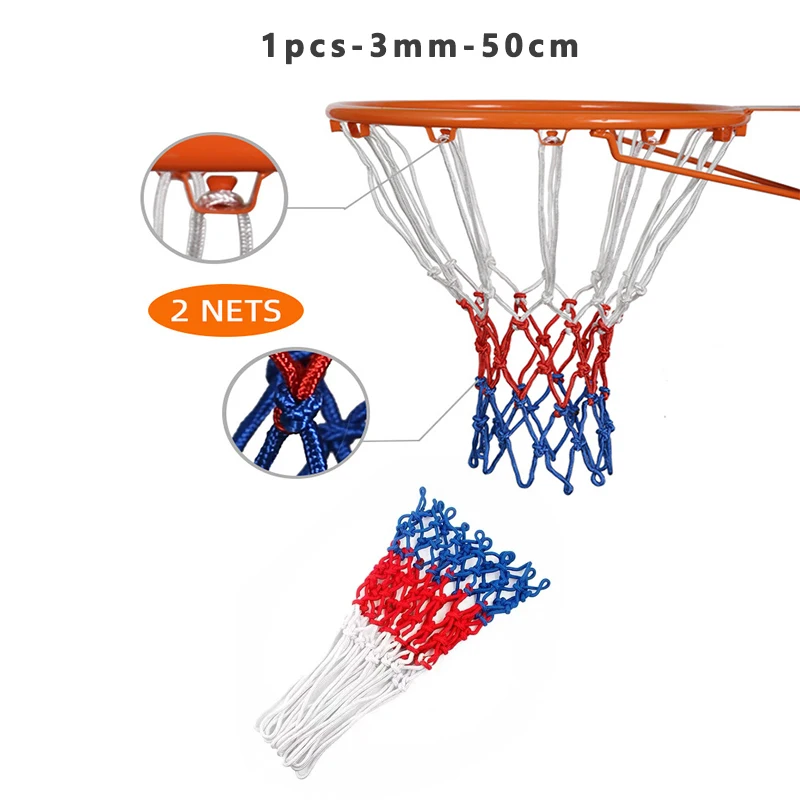 Standard Basketball Net Red+White+Blue Tri-Color Basketball Hoop Net Powered Bas - £83.54 GBP