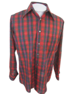 Van Heusen Hennessy Men vintage shirt 1970s plaid long sleeve L slim fit... - £28.39 GBP
