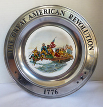 VTG Great American Revolution Pewter Plate Washington Crossing Delaware 1776 - £23.37 GBP