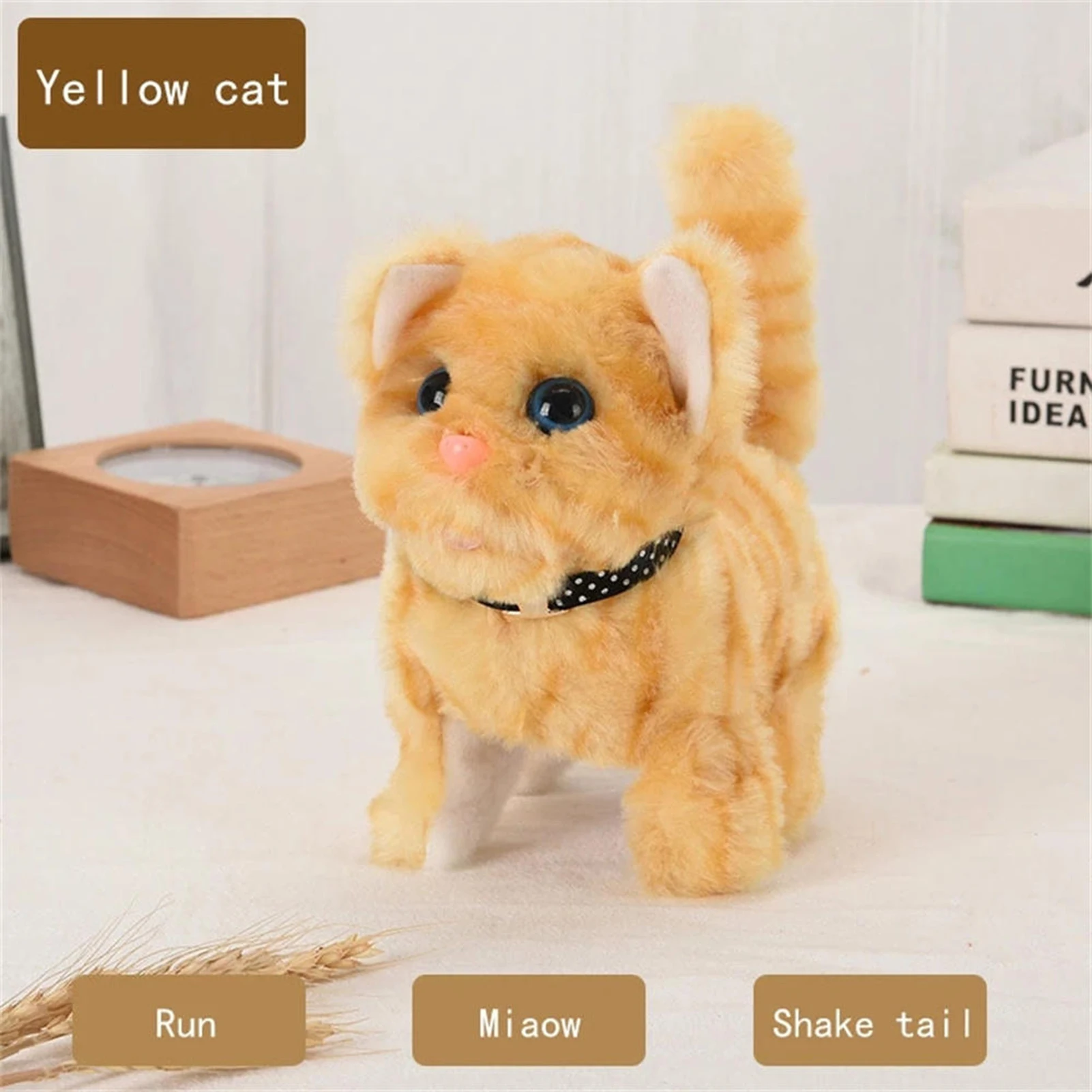 Play Lovely Electric Cat Plush Toy Soft Plush Stuffed Cat With Touch Control Int - £23.05 GBP