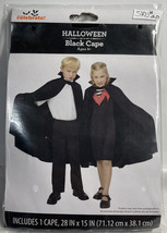 NIP Halloween Child Black Cape Cloak with Collar Costume Vampire Magician Age 8+ - £5.74 GBP
