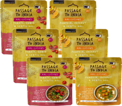 Passage To India Tomato Cumin &amp; Pumpkin Coconut Dal, Variety 6-Pack 9.8 ... - £37.01 GBP
