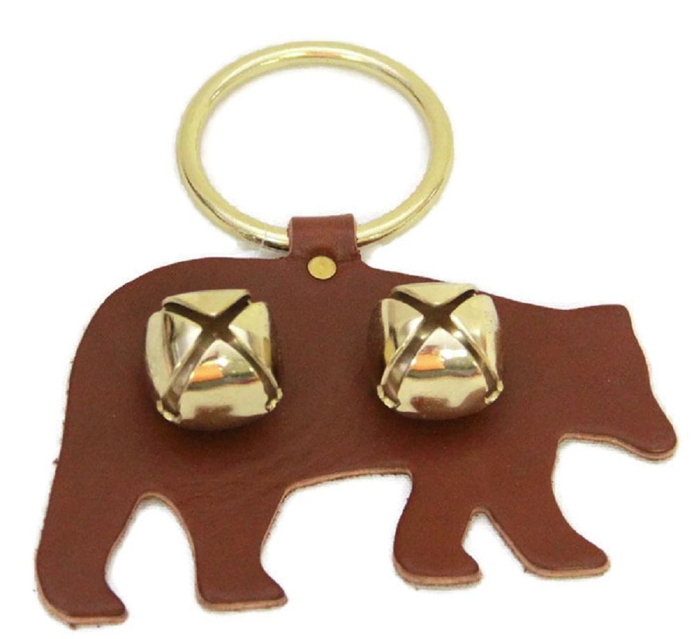 BROWN BEAR DOOR CHIME - LEATHER with JINGLE BELLS - Amish Handmade in the USA - $24.97