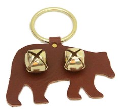 Brown Bear Door Chime - Leather With Jingle Bells - Amish Handmade In The Usa - £20.02 GBP
