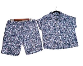 Lauren Ralph Lauren Medium Blue Floral Coord Set Loungewear Pajama Set  - £23.88 GBP