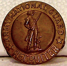 US Army National Guard Large Brass Recruiter Bsdge - $7.50