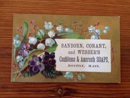 Antique Victorian Business Trade Card Boston Sanborn Conant Webber Soaps Violets - £23.69 GBP