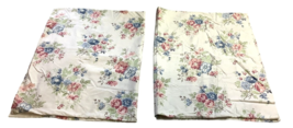 2 Linen Source Pillowcase Standard  Floral Print Blue Green 30&quot; x 20&quot; Vintage - £12.24 GBP
