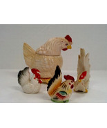 Vintage shabby chic country salt and pepper lot chicken hen rooster larg... - $24.75