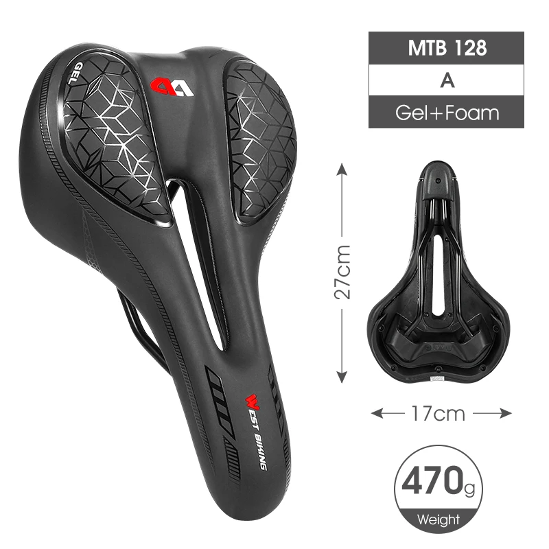 WEST BI Comfortable Gel Bicycle Saddle Ergonomic MTB Mountain Road Bike Seat Non - £103.13 GBP