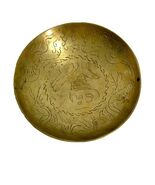 Vintage Chinese Brass BOWL Dish Decorated Dragons Round Bottom 10” X 1.7... - $39.00