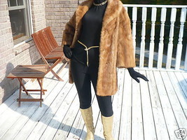 Classy Swing EMBA brown Mink fur coat jacket bolero M-L - $494.99