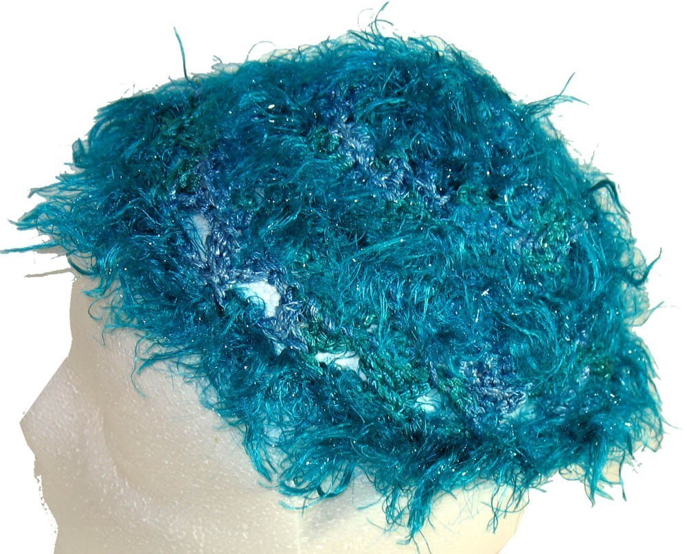 Primary image for Fuzzy Turquoise Crochet Beanie Hat