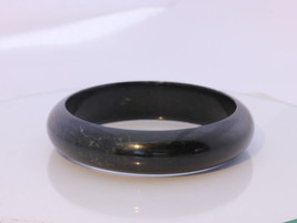 57.9 mm Jet Black Nephrite Jade Untreated Stone Bangle Bracelet 7.16 inch - $27.55