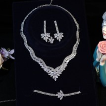 Shiny Bride CZ Jewelry Set Ladies Luxury Dubai Nigeria CZ Wedding Jewelr... - £42.20 GBP