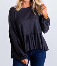 Karlie carmen ruffle top in CHARCOAL - $55.00