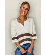 Brown Stripe Cropped Drop Sleeve Sweater - $181.92