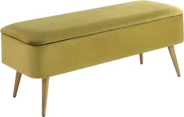Ball &amp; Cast Upholstered Bench, 42&quot; W, Avocado Green - £144.22 GBP