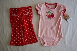 Carters Baby Girl 2-Piece Bodysuit Shirt &amp; Pant Outfit I love You Cherry... - $10.00