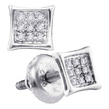 Sterling Silver Unisex Round Diamond Kite Cluster Stud Earrings 1/20 Cttw - $26.00