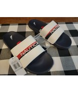 NAUTICA Men&#39;s COMPARA Comfort Athletic Slide Sandal Size 10 White/Blue NWT - £20.74 GBP