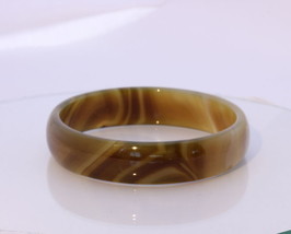 57.9 mm Caramel Color Quartz Agate Stone Bangle Comfort Cut Bracelet 7.16 inch - £41.76 GBP