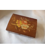 Vintage Wooden Music  Box  Floral Pattern - $18.70