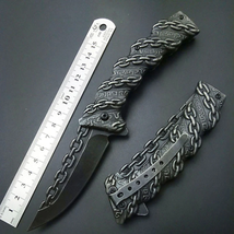 3D Stonewash Stainless Steel Folding Pocket Knife - £64.52 GBP