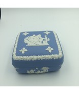 Vintage Wedgwood England Jasperware Blue Square Trinket Box - $69.95