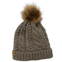 TIMBERLAND Autumn Woods Cable Fleece Lined Pom Beanie Light Heather Gray... - £6.82 GBP