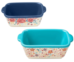 Pioneer Woman Keepsake Floral Ceramic Mini Loaf Pans 2pc 5.1&quot; W x 3.1&quot; D... - $22.47