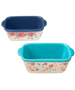 Pioneer Woman Keepsake Floral Ceramic Mini Loaf Pans 2pc 5.1&quot; W x 3.1&quot; D... - $414.08 MXN