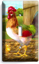 Country Farm Rooster Chicks Rustic Barn Single Light Switch Wall Plate Art Cover - £7.98 GBP