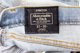 Men&#39;s Abercrombie &amp; Fitch Stretch Destroyed Skinny Jeans Medium Wash 33x... - $33.64