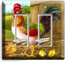 Country Farm Rooster Chicks Rustic Barn Double Gfi Light Switch Wall Plate Cover - £8.94 GBP