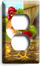 Country Farm Rooster Barn Duplex Outlet Wall Plate Cover Kitchen Room Home Decor - £8.19 GBP