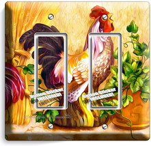 Country Farm Rooster Hens Rustic Double Gfci Light Switch Wall Plate Cover Decor - £8.96 GBP