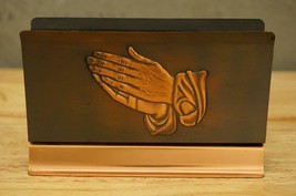 Vintage Metal Coppercraft Guild Copper Religious Praying Hands Letter Holder - £18.59 GBP