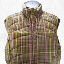Lands&#39; End Plaid Quilted Zip Front Vest Brown/Purple/Green - Women&#39;s Sma... - $23.75
