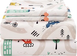 Jsd Car Kids Printed Sheet Set Full Size, 4 Piece Vehicles Microfiber Be... - $34.96