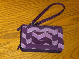 Thirty One Wristlet Plum Chevron  Zig Zag Design Purse Clutch Bag  Zip A... - £13.35 GBP