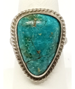 Native American Sterling Silver &amp; Turquoise Ring Size 5, 7.8 grams - £59.87 GBP