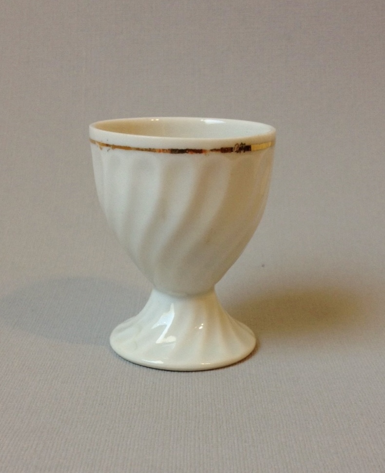 Primary image for Egg Cup White Swirl Gold Plated Band Trim Vintage Porcelain Made In Germany
