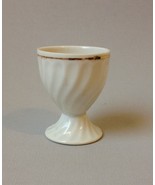 Egg Cup White Swirl Gold Plated Band Trim Vintage Porcelain Made In Germany - £17.43 GBP
