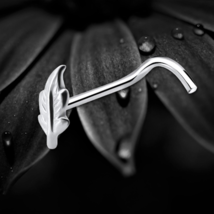 925 Sterling Silver Large Leaf Nose Stud Screw Pin Bold Leaf Design Natu... - $8.45