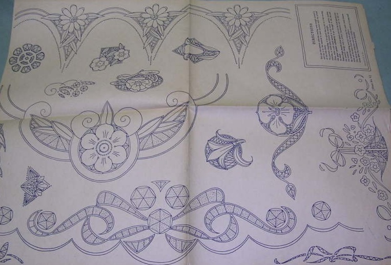 1930's Art Deco Nouveau cutwork transfer embroidery original (12) - $10.00