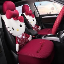 Hello Kitty Cartoon Car Seat Covers Set Universal Car Interior 4 Seasons Red - £133.67 GBP