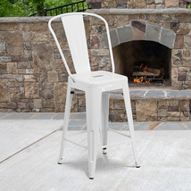 24&quot; White Metal Outdoor Stool CH-31320-24GB-WH-GG - £53.97 GBP