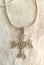 Sterling Silver Snake Chain Necklace 925 Italy with Celtic Cross Pendant - £17.39 GBP